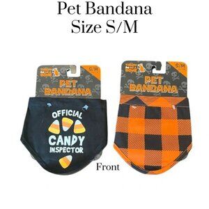 Throw Me A Bone Pet Bandana.  Set of two. Halloween.  Velcro closure.  Size S/M